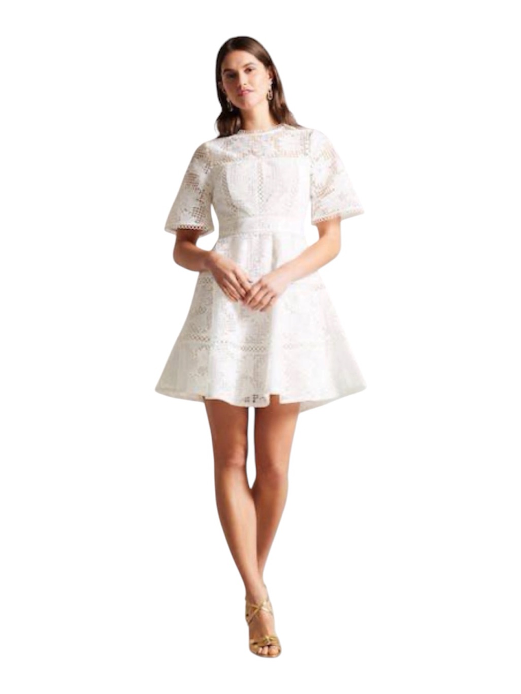Ted Baker London White Lace Fit-And-Flare Mini Dress